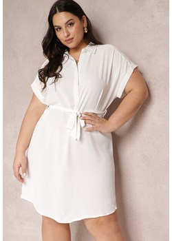 Biała Sukienka Koszulowa Wiązana w Pasie z Krótkimi Rękawami Wellwood ze sklepu Renee odzież w kategorii Sukienki - zdjęcie 157096920