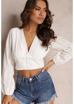 Biała Bluzka Haftowana z Bawełny Khonelle ze sklepu Renee odzież w kategorii Bluzki damskie - zdjęcie 157097633
