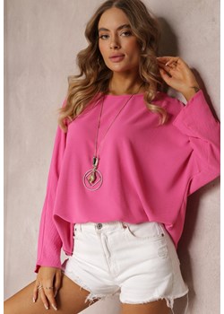 Różowa Bluzka o Fasonie Nietoperza Kenola ze sklepu Renee odzież w kategorii Bluzki damskie - zdjęcie 157097643