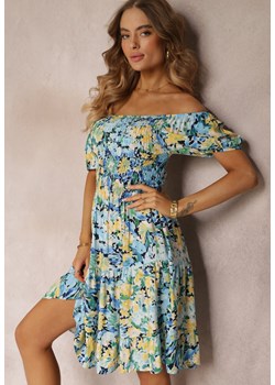 Niebieska Sukienka w Kwiaty Hiszpanka z Wiskozy Mellani ze sklepu Renee odzież w kategorii Sukienki - zdjęcie 157097783