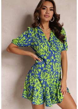 Zielona Rozkloszowana Sukienka z Kopertowym Dekoltem Dahni ze sklepu Renee odzież w kategorii Sukienki - zdjęcie 157097983