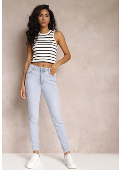 Jasnoniebieskie Jeansy Skinny High Waist z Przetarciami i Efektem Push Up Aphrolla ze sklepu Renee odzież w kategorii Jeansy damskie - zdjęcie 157099071