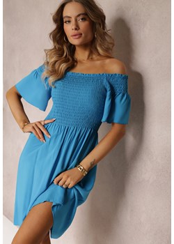 Niebieska Sukienka Hiszpanka Mini z Wiskozy Folna ze sklepu Renee odzież w kategorii Sukienki - zdjęcie 157099871