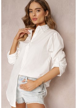 Biała Gładka Koszula z Kołnierzem i Długimi Rękawami Mileena ze sklepu Renee odzież w kategorii Koszule damskie - zdjęcie 157100261
