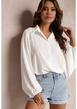Biała Koszula z Bufiastymi Rękawami Zdobionymi Plisowaniem Marayati ze sklepu Renee odzież w kategorii Koszule damskie - zdjęcie 157101572