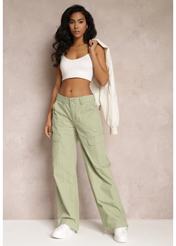 Zielone Bawełniane Spodnie z Gumeczkami Przy Nogawkach Moye ze sklepu Renee odzież w kategorii Spodnie damskie - zdjęcie 157101652