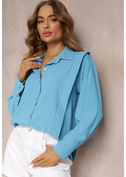 Niebieska Koszula z Kołnierzem i Przeszyciami Emoree ze sklepu Renee odzież w kategorii Koszule damskie - zdjęcie 157101752