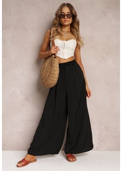 Czarne Spodnie z Szerokimi Nogawkami i Gumką w Pasie Jacobisa ze sklepu Renee odzież w kategorii Spodnie damskie - zdjęcie 157102661
