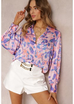 Różowo-Fioletowa Koszula Ozdobiona Abstrakcyjnym Printem Sharleen ze sklepu Renee odzież w kategorii Koszule damskie - zdjęcie 157102882