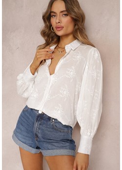 Biała Prześwitująca Koszula z Bawełny Ozdobiona Haftem Zolihe ze sklepu Renee odzież w kategorii Koszule damskie - zdjęcie 157102902