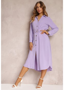 Fioletowa Sukienka Koszulowa z Paskiem Vartivar ze sklepu Renee odzież w kategorii Sukienki - zdjęcie 157103070