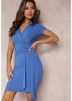 Niebieska Taliowana Sukienka Mini z Kopertowym Dekoltem Camils ze sklepu Renee odzież w kategorii Sukienki - zdjęcie 157103463