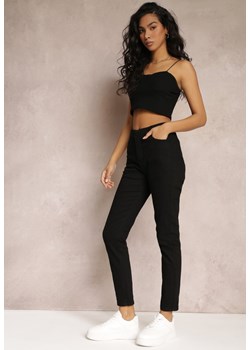 Czarne Gładkie Spodnie o Kroju Slim Madysen ze sklepu Renee odzież w kategorii Spodnie damskie - zdjęcie 157103924