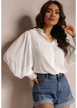 Biała Koszula z Marszczeniem i Szerokim Rękawem Vomier ze sklepu Renee odzież w kategorii Koszule damskie - zdjęcie 157104094