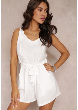 Biały Kombinezon na Ramiączkach z Wiązanym Paskiem Brettany ze sklepu Renee odzież w kategorii Kombinezony damskie - zdjęcie 157105344