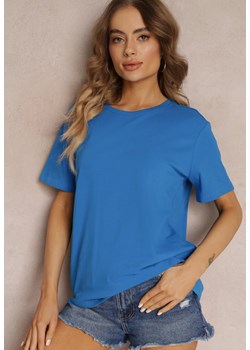 Niebieski T-shirt z Krótkim Rękawem i Okrągłym Dekoltem Volksa ze sklepu Renee odzież w kategorii Bluzki damskie - zdjęcie 157105504