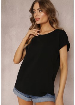 Czarny T-shirt z Krótkim Rękawem Bawełniany Telarosa ze sklepu Renee odzież w kategorii Bluzki damskie - zdjęcie 157105514