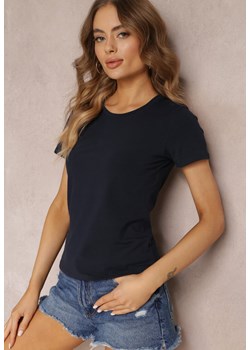 Granatowy Bawełniany T-shirt Melinthe ze sklepu Renee odzież w kategorii Bluzki damskie - zdjęcie 157105544