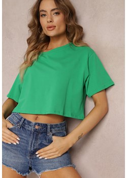 Zielony T-shirt o Fasonie Cropped Oversize Brighta ze sklepu Renee odzież w kategorii Bluzki damskie - zdjęcie 157105574