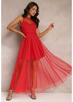 Czerwona Sukienka Maxi z Tiulowego Materiału z Rozkloszowanym Dołem i Usztywnionymi Miseczkami Jarissa ze sklepu Renee odzież w kategorii Sukienki - zdjęcie 157106273