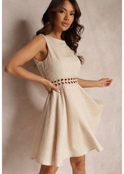 Beżowa Sukienka z Wycięciami w Pasie Bez Rękawów Caside ze sklepu Renee odzież w kategorii Sukienki - zdjęcie 157107853