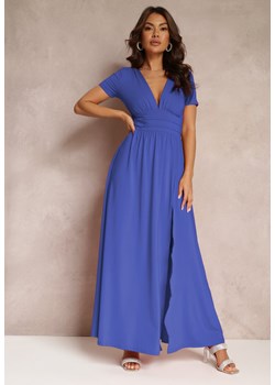 Granatowa Sukienka Maxi z Rozkloszowanym Dołem i Rozcięciem Zarya ze sklepu Renee odzież w kategorii Sukienki - zdjęcie 157108252