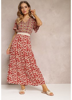 Bordowa Sukienka Rozkloszowana Maxi z Wiskozy Ophitria ze sklepu Renee odzież w kategorii Sukienki - zdjęcie 157108432