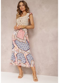 Różowa Bawełniana Sukienka z Szydełkową Wstawką i Wzorem Paisley Rynlia ze sklepu Renee odzież w kategorii Sukienki - zdjęcie 157108652