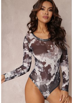 Szare Body z Siateczkowej Tkaniny z Długimi Rękawami Kaisla ze sklepu Renee odzież w kategorii Bluzki damskie - zdjęcie 157108901