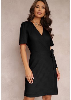 Czarna Sukienka Kopertowa z Wiązaniem Swettia ze sklepu Renee odzież w kategorii Sukienki - zdjęcie 157109770