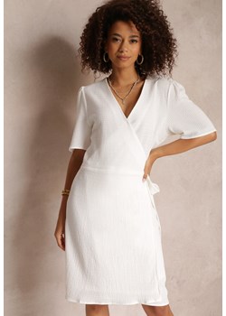 Biała Sukienka Kopertowa z Wiązaniem Swettia ze sklepu Renee odzież w kategorii Sukienki - zdjęcie 157109780