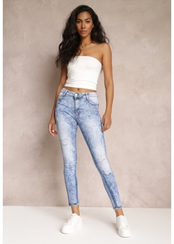 Jasnoniebieskie Jeansy o Fasonie Slim Push Up Ozdobione Przedarciami Diontha ze sklepu Renee odzież w kategorii Jeansy damskie - zdjęcie 157110120