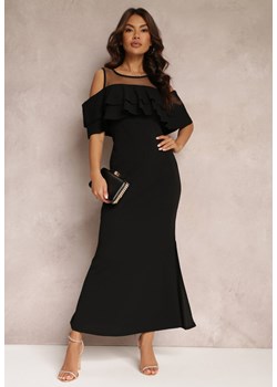 Czarna Sukienka Taliowana z Falbanką Lariphelia ze sklepu Renee odzież w kategorii Sukienki - zdjęcie 157110483