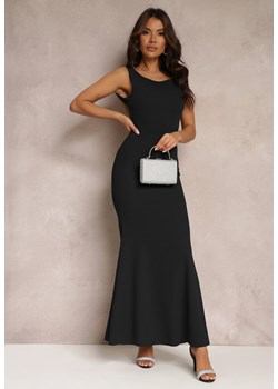 Czarna Sukienka z Odkrytymi Plecami i Falbanką Euneta ze sklepu Renee odzież w kategorii Sukienki - zdjęcie 157110514