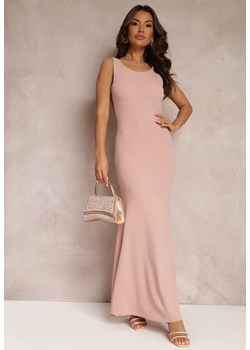 Różowa Sukienka z Odkrytymi Plecami i Falbanką Euneta ze sklepu Renee odzież w kategorii Sukienki - zdjęcie 157110524