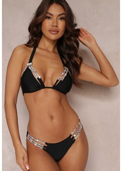 Czarne Bikini z Kryształkami na Cienkich Paseczkach Tefisa ze sklepu Renee odzież w kategorii Stroje kąpielowe - zdjęcie 157110540