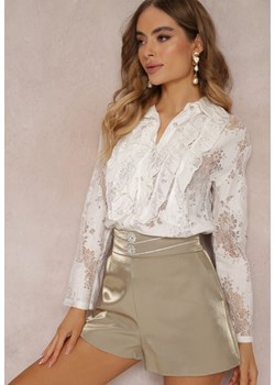 Biała Koszula z Falbankami z Koronkowej Tkaniny Danya ze sklepu Renee odzież w kategorii Koszule damskie - zdjęcie 157111071