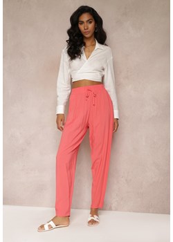 Różowe Wiskozowe Spodnie z Gumką w Talii i Zwężanymi Nogawkami Sumipaku ze sklepu Renee odzież w kategorii Spodnie damskie - zdjęcie 157111181