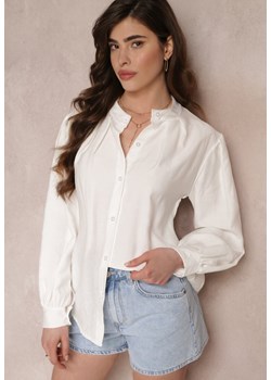 Biała Koszula Zapinana z Plisowanym Rękawem Marela ze sklepu Renee odzież w kategorii Koszule damskie - zdjęcie 157111431