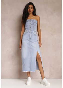 Niebieska Jeansowa Spódnica Maxi z Wysokim Stanem Elvi ze sklepu Renee odzież w kategorii Spódnice - zdjęcie 157111471