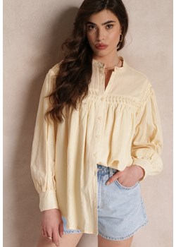 Beżowa Koszula z Bawełny z Ozdobnymi Wstawkami Lakinia ze sklepu Renee odzież w kategorii Koszule damskie - zdjęcie 157112033