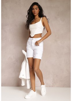 Białe Jeansowe Szorty z Efektem Push Up Metaux ze sklepu Renee odzież w kategorii Szorty - zdjęcie 157112222