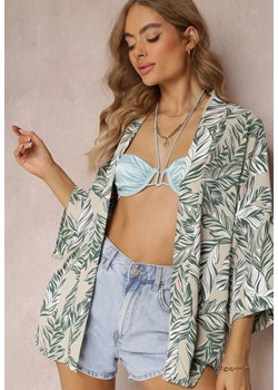 Zielona Wzorzysta Bluzka Typu Narzutka z Głębokim Dekoltem Mirian ze sklepu Renee odzież w kategorii Odzież plażowa - zdjęcie 157112382