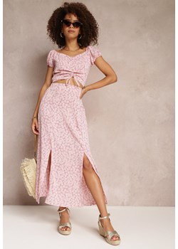 Różowy 2-częściowy Komplet z Topem i Spódnicą Lelyn ze sklepu Renee odzież w kategorii Komplety i garnitury damskie - zdjęcie 157112572