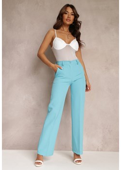 Niebieskie Spodnie w Kant w Garniturowym Stylu High Waist Jaessa ze sklepu Renee odzież w kategorii Spodnie damskie - zdjęcie 157112643