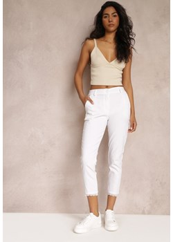 Białe Materiałowe Spodnie Cygaretki Riandra ze sklepu Renee odzież w kategorii Spodnie damskie - zdjęcie 157112752