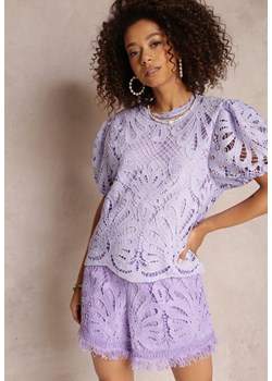 Fioletowa Bluzka Koronkowa Fanoos ze sklepu Renee odzież w kategorii Bluzki damskie - zdjęcie 157112992