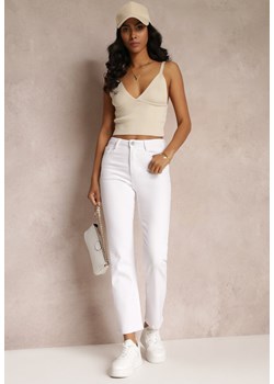 Białe Jeansy Straight z Wysokim Stanem Kathelia ze sklepu Renee odzież w kategorii Jeansy damskie - zdjęcie 157113032