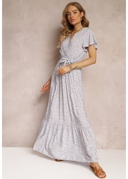 Jasnofioletowa Sukienka z Gumką w Talii i Wiązaniem z Wiskozy Daisyma ze sklepu Renee odzież w kategorii Sukienki - zdjęcie 157113062