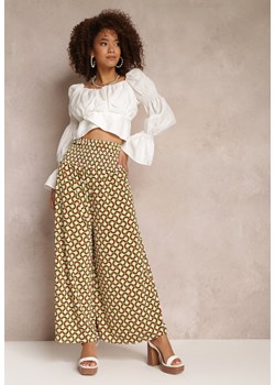 Jasnozielone Spodnie Culotes z Szerokimi Nogawkami i Gumką w Talii Demia ze sklepu Renee odzież w kategorii Spodnie damskie - zdjęcie 157113151